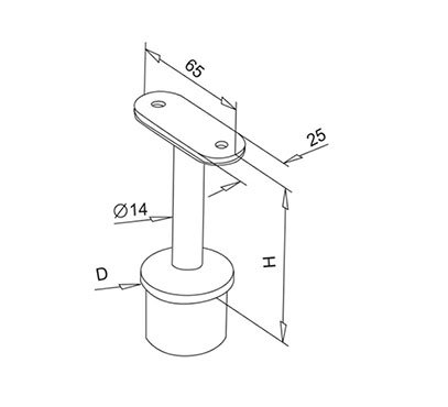 Post Mount Handrail Support ‐ Flat
