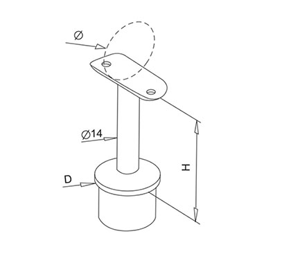 Post Mount Handrail Support – Tube