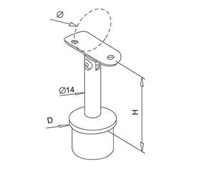 Adjustable Post Mount Handrail Support – Tube