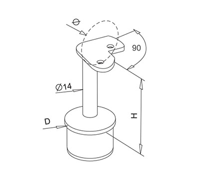 Post Mount Handrail Support – Tube 90 Degree