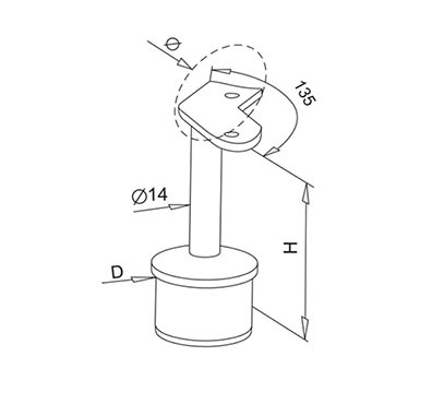 Post Mount Handrail Support – Tube 135 Degree
