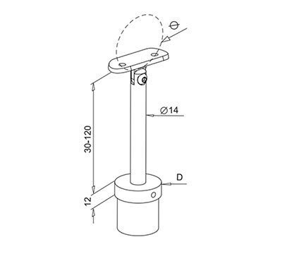 Post Mount Handrail Support – Adjustable