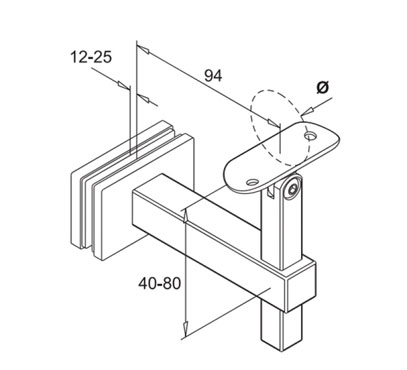 Glass Mount Handrail Bracket – Adjustable