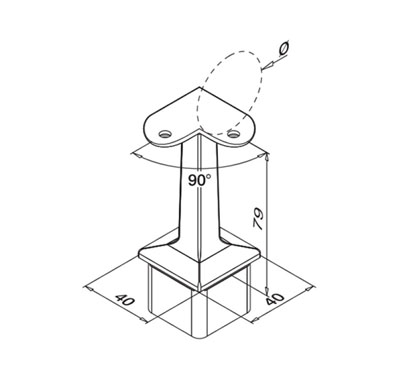 Post Mount Handrail Support – Tube 90 Degree