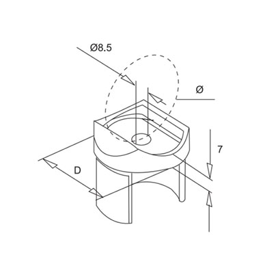 Handrail Support For Round Slot Tube
