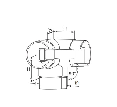 “90° T”Type Elbow For Round Slot Tube