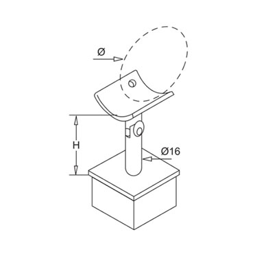 Adjustable Post Mount Handrail Support – Tube