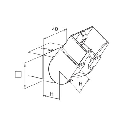 Adjustable Connector For Rectangular Slot Tube-Upwards
