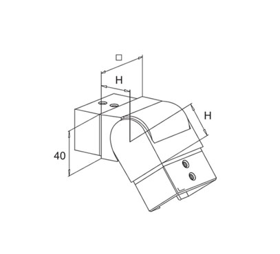 Adjustable Connector For Rectangular Slot Tube-Downwards