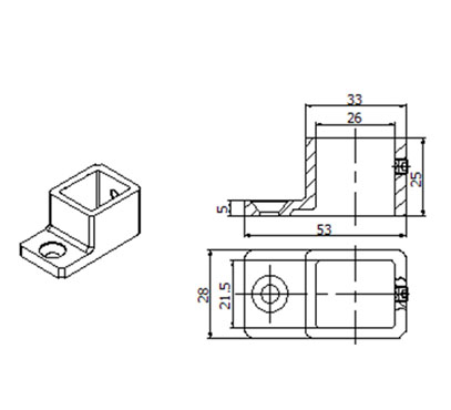 End Cap For Rectangular Slot Tube 25×21