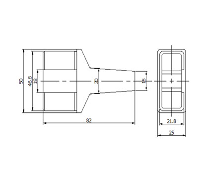 Connector Rectangular Slot Tube 50X25