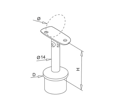 Adjustable Post Mount Handrail Support – Tube