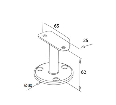 Top Mount Handrail Support – Flat