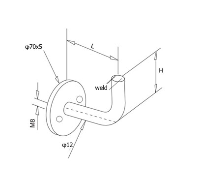 Wall Mount Handrail Bracket With Cover Plate