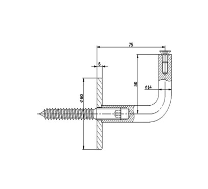 Wall Mount Handrail Bracket With Lag Screw