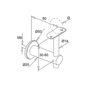 Wall Mount Handrail Bracket