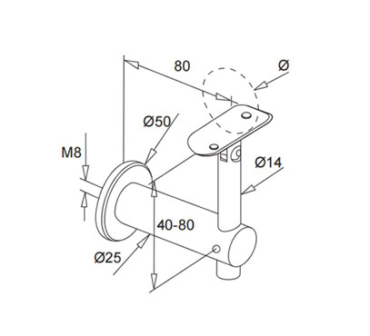 Wall Mount Handrail Bracket – Adjustable