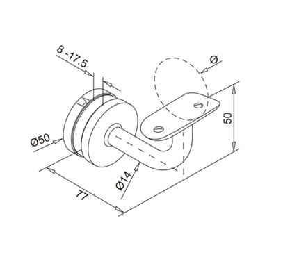 Glass Mount Handrail Bracket
