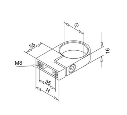Wall Mount Baluster Post Bracket ‐ Clamp Ring