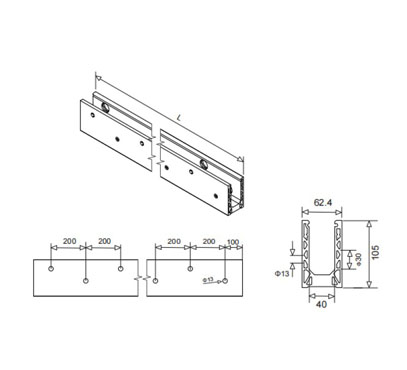 Wall Mount Aluminum Glass Channel – Sturdy 10