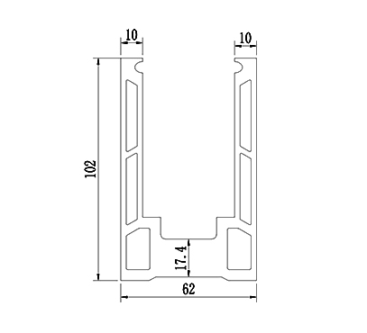 Floor Mount Aluminum Glass Channel Slim 25-Hollow