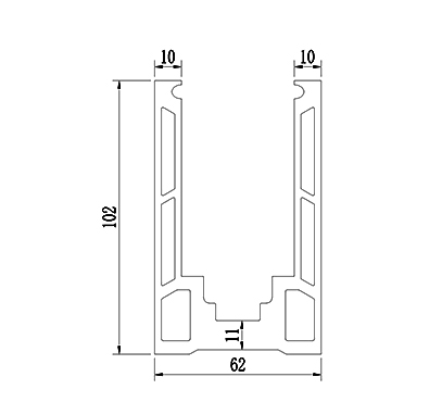 Floor Mount Aluminum Glass Channel Slim Hollow-LED