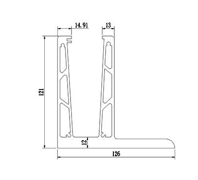 Aluminum Glass Channel F Slim 32-Hollow